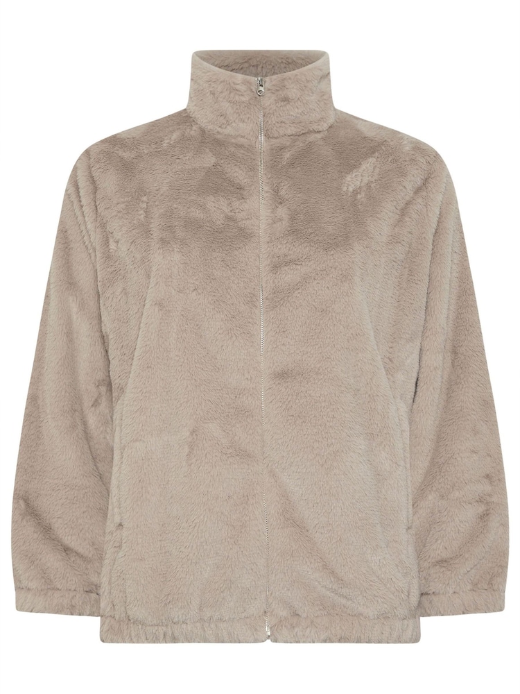 Yours Curve Natural Faux Fur Funnel Neck Zip Thru Jacket - Image 5 of 5 Yours Curve Natural Faux Fur Funnel Neck Zip Thru Jacket - Image 5 of 5