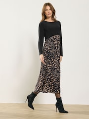 M&Co Black Non Print Long Sleeve 2-In-1 Maxi Dress - Image 2 of 5