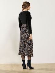 M&Co Black Non Print Long Sleeve 2-In-1 Maxi Dress - Image 3 of 5