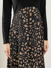 M&Co Black Non Print Long Sleeve 2-In-1 Maxi Dress - Image 4 of 5