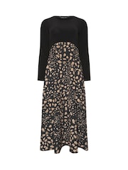 M&Co Black Non Print Long Sleeve 2-In-1 Maxi Dress - Image 5 of 5