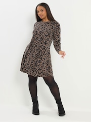 Yours Curve Natural Printed Ribbed Tunic - Image 2 of 5