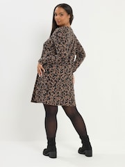 Yours Curve Natural Printed Ribbed Tunic - Image 3 of 5