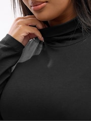 Yours Curve Black Turtle Neck Peplum Dress - Image 4 of 5