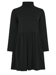 Yours Curve Black Turtle Neck Peplum Dress - Image 5 of 5