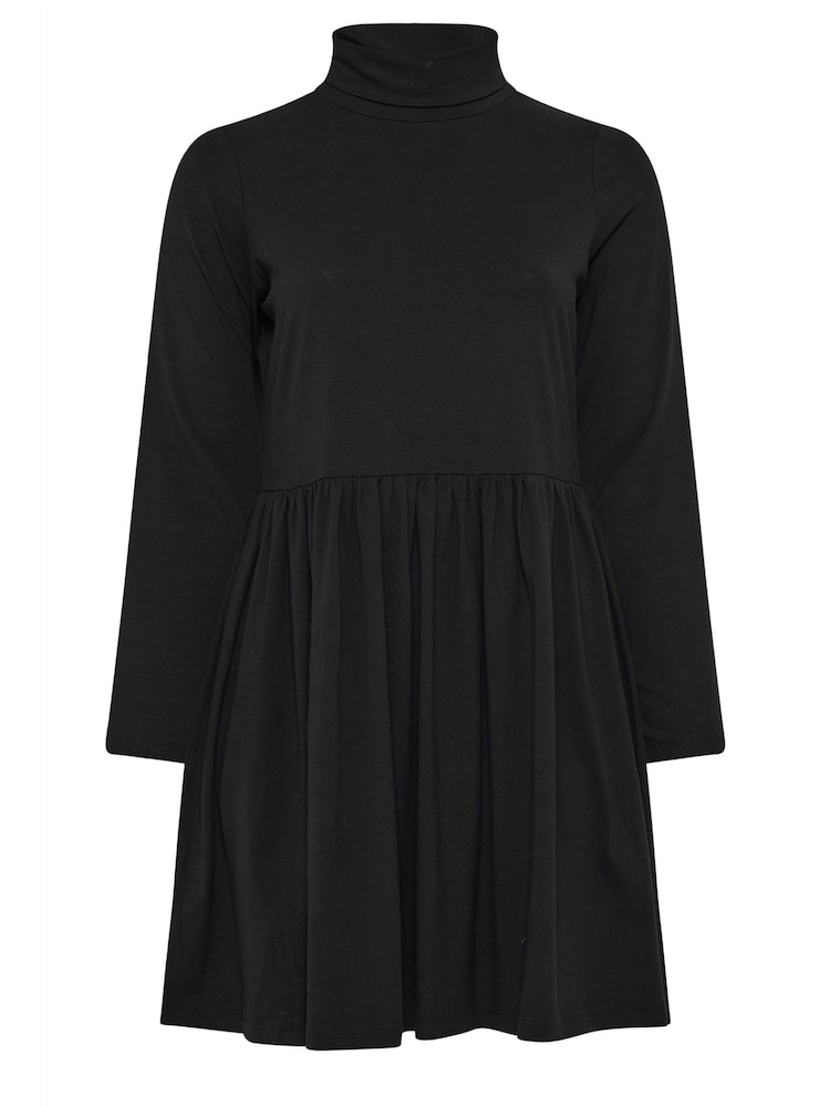 Yours Curve Black Turtle Neck Peplum Dress - Image 5 of 5 Yours Curve Black Turtle Neck Peplum Dress - Image 5 of 5