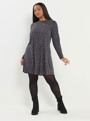 Yours Curve Grey Printed Ribbed Tunic - Image 2 of 5