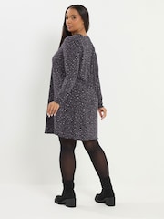 Yours Curve Grey Printed Ribbed Tunic - Image 3 of 5