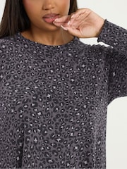 Yours Curve Grey Printed Ribbed Tunic - Image 4 of 5