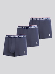 U.S. Polo Assn Blue Brand Highlight Boxer Shorts 3 Pack - Image 1 of 3