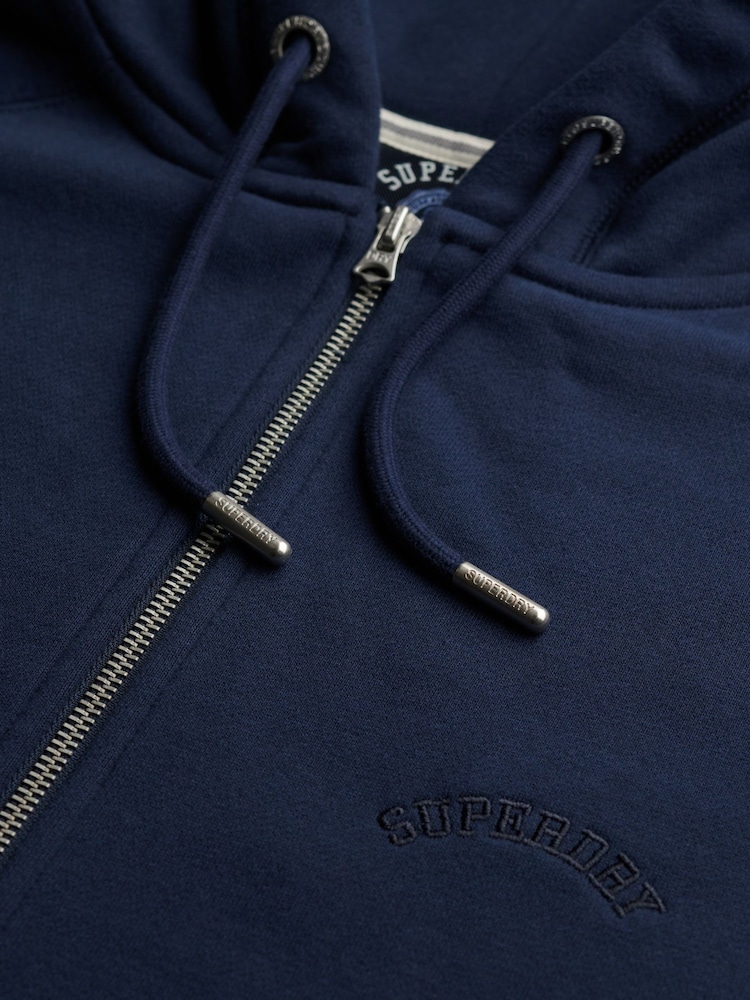 Superdry Blue Essential Logo Raglan Zip Hoodie - Image 7 of 7 Superdry Blue Essential Logo Raglan Zip Hoodie - Image 7 of 7