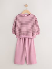 Pink Stripe Long Sleeve Top and Wide Leg Joggers Set (3mths-7yrs) - Image 1 of 5