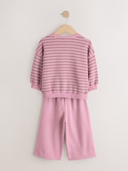 Pink Stripe Long Sleeve Top and Wide Leg Joggers Set (3mths-7yrs) - Image 7 of 9