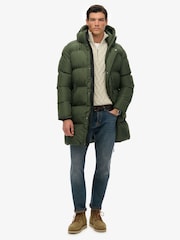Superdry Green Hooded Sports Puffer Coat - Image 5 of 9