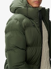 Superdry Green Hooded Sports Puffer Coat - Image 6 of 9