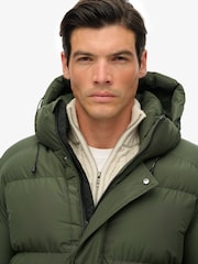 Superdry Green Hooded Sports Puffer Coat - Image 7 of 9