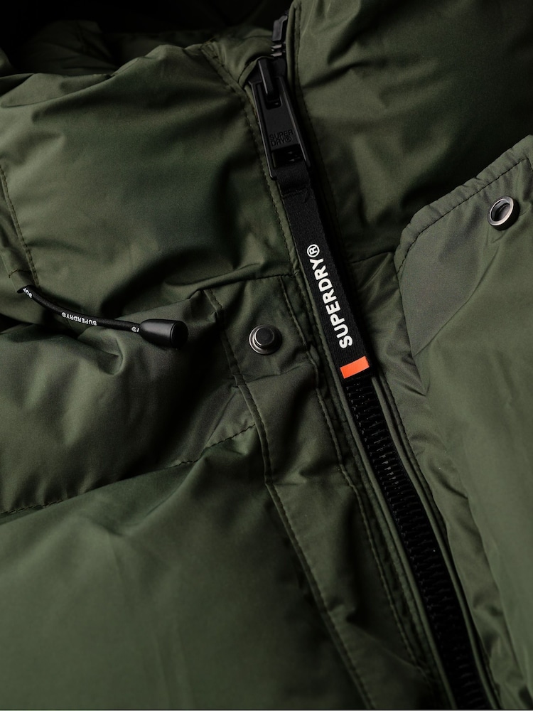 Superdry Green Hooded Sports Puffer Coat - Image 9 of 9