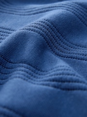 Blue Slim Fit Cotton Rich Pointelle Knit Polo Shirt - Image 3 of 3