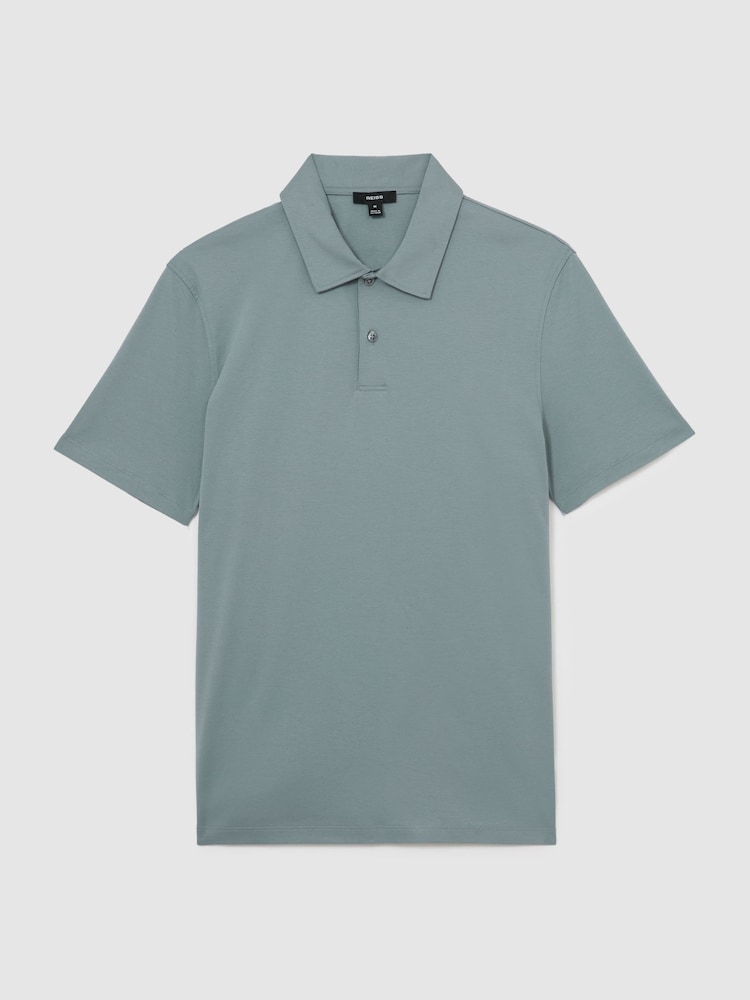 Reiss Steel Blue Earl Air-Water Cotton Polo Shirt - Image 2 of 6