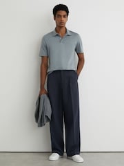 Reiss Steel Blue Earl Air-Water Cotton Polo Shirt - Image 3 of 6