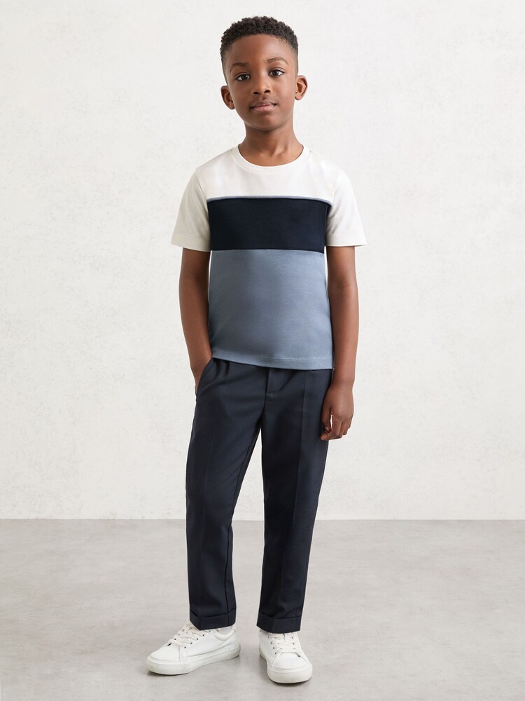 Reiss Navy/Airforce Blue/Off White Cole T-Shirt - Image 1 of 5 Reiss Navy/Airforce Blue/Off White Cole T-Shirt - Image 1 of 5