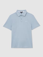 Reiss Soft Blue Tello Airwater-Cotton Logo Polo Shirt - Image 2 of 6