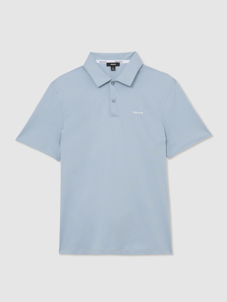Reiss Soft Blue Tello Airwater-Cotton Logo Polo Shirt - Image 2 of 6