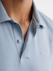 Reiss Soft Blue Tello Airwater-Cotton Logo Polo Shirt - Image 3 of 6