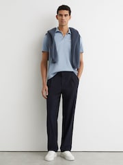 Reiss Soft Blue Tello Airwater-Cotton Logo Polo Shirt - Image 4 of 6