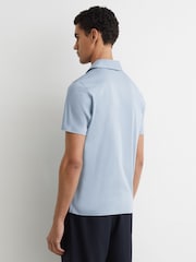 Reiss Soft Blue Tello Airwater-Cotton Logo Polo Shirt - Image 5 of 6