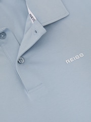 Reiss Soft Blue Tello Airwater-Cotton Logo Polo Shirt - Image 6 of 6