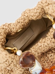 Reiss – Erin – Beuteltasche mit Raffia-Effekt und Perlengriff - Bild 6 von 6