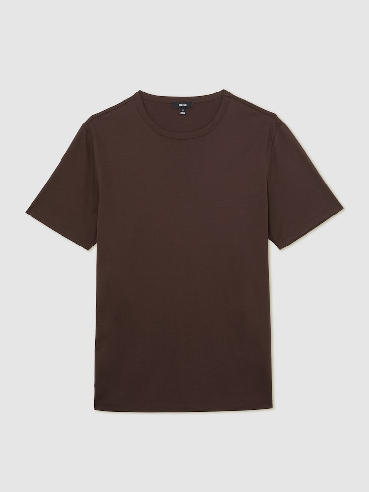 Reiss Brown Count Air-Water Cotton Tailored-Fit T-Shirt - Image 2 of 6