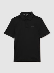 Reiss Black Tello Airwater-Cotton Logo Polo Shirt - Image 2 of 6