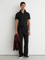 Reiss Black Tello Airwater-Cotton Logo Polo Shirt - Image 3 of 6