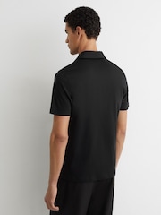 Reiss Black Tello Airwater-Cotton Logo Polo Shirt - Image 5 of 6