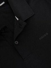 Reiss Black Tello Airwater-Cotton Logo Polo Shirt - Image 6 of 6