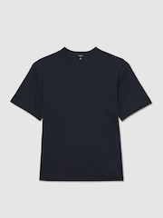 Reiss Navy Blaikie Airwater-Cotton Relaxed-Fit T-Shirt - Image 2 of 6