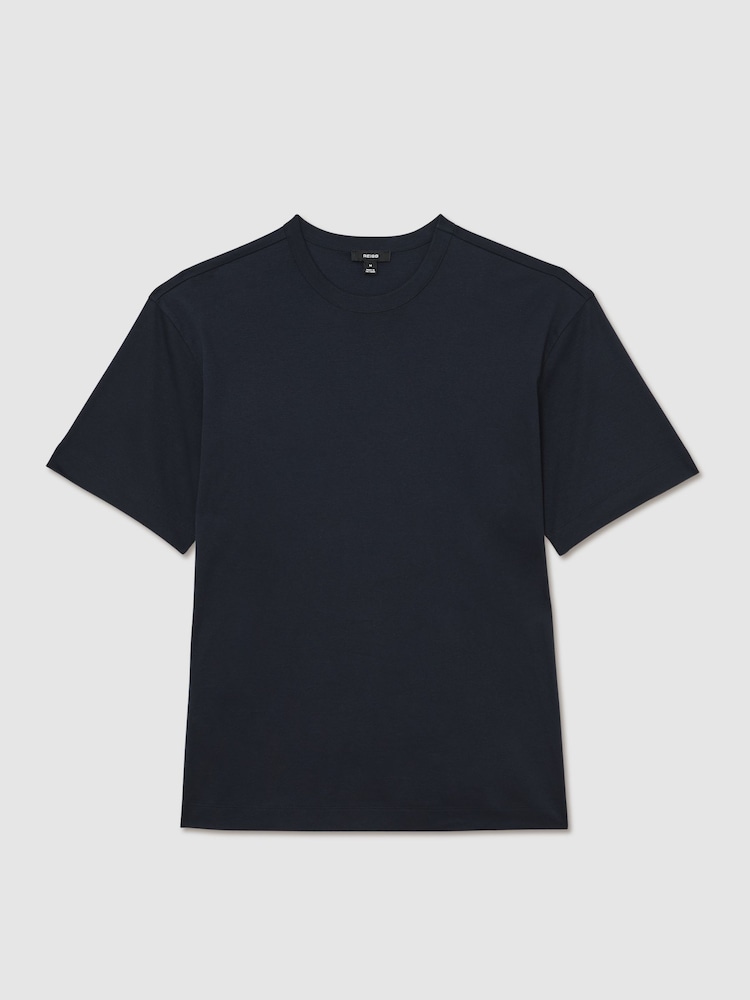 Reiss Navy Blaikie Airwater-Cotton Relaxed-Fit T-Shirt - Image 2 of 6