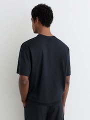 Reiss Navy Blaikie Airwater-Cotton Relaxed-Fit T-Shirt - Image 4 of 6