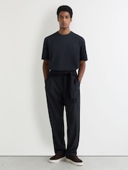 Reiss Navy Blaikie Airwater-Cotton Relaxed-Fit T-Shirt - Image 5 of 6