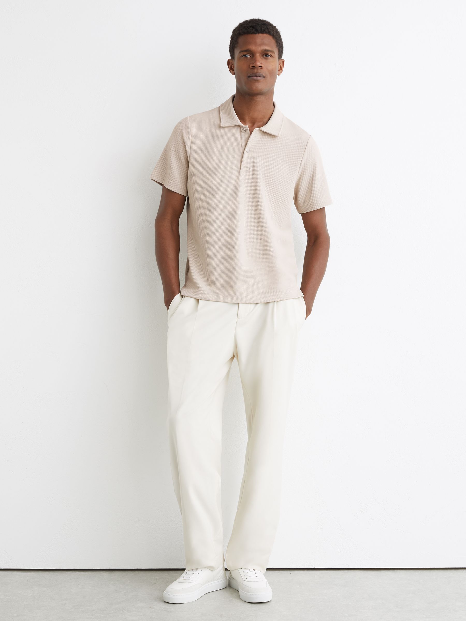 Buy Reiss Stone Kennedy Textured Half-Button Polo Shirt from Next USA