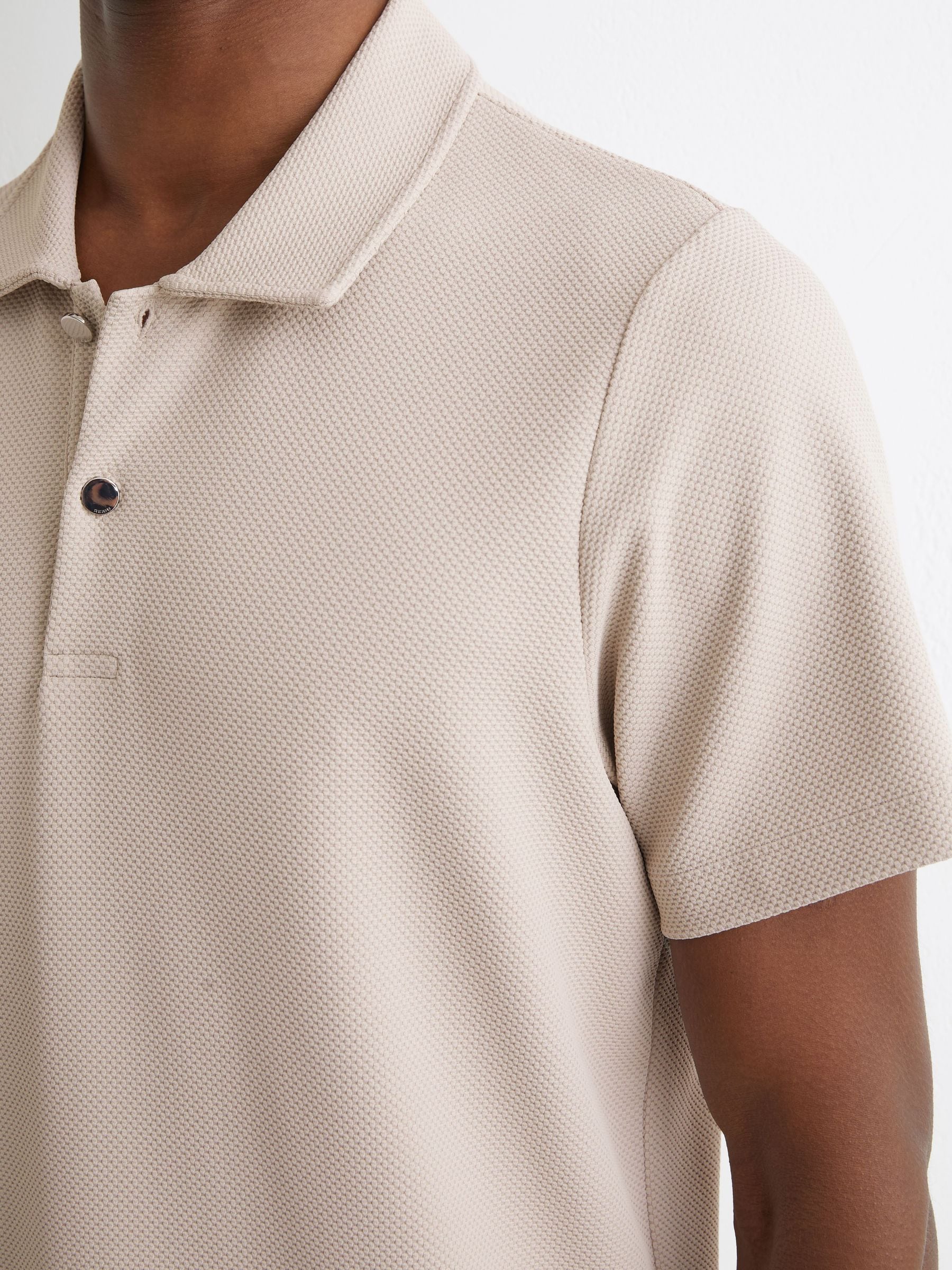 Buy Reiss Stone Kennedy Textured Half-Button Polo Shirt from Next USA