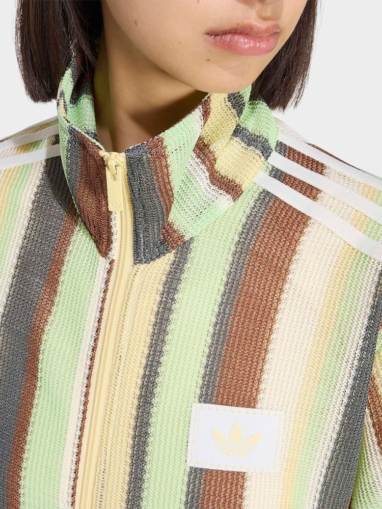 adidas Originals Yellow Stripe Crochet Knit Firebird Track Top - Image 5 of 5