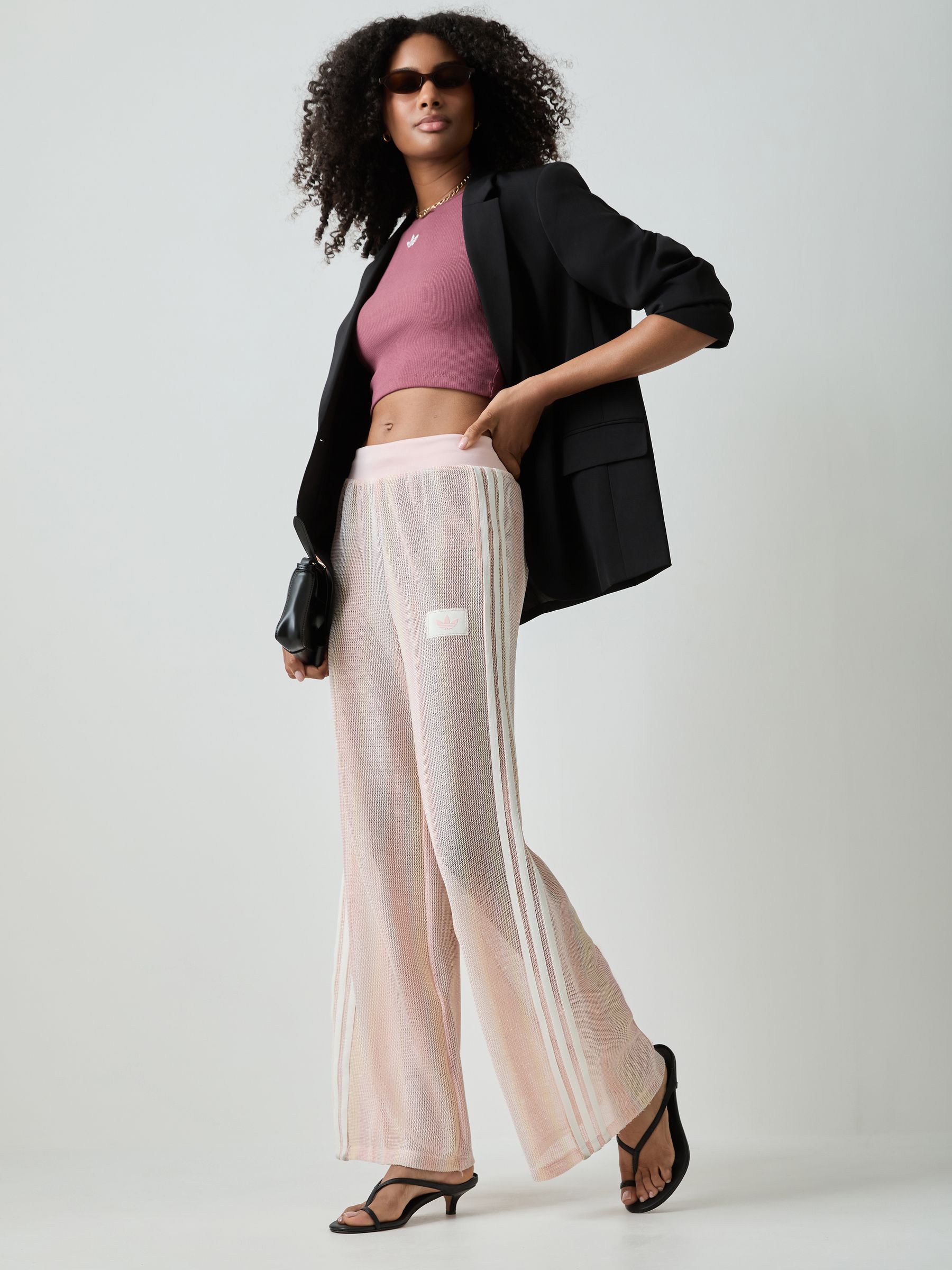 Buy adidas originals Pink Stripe Crochet Knit Firebird Track Pant