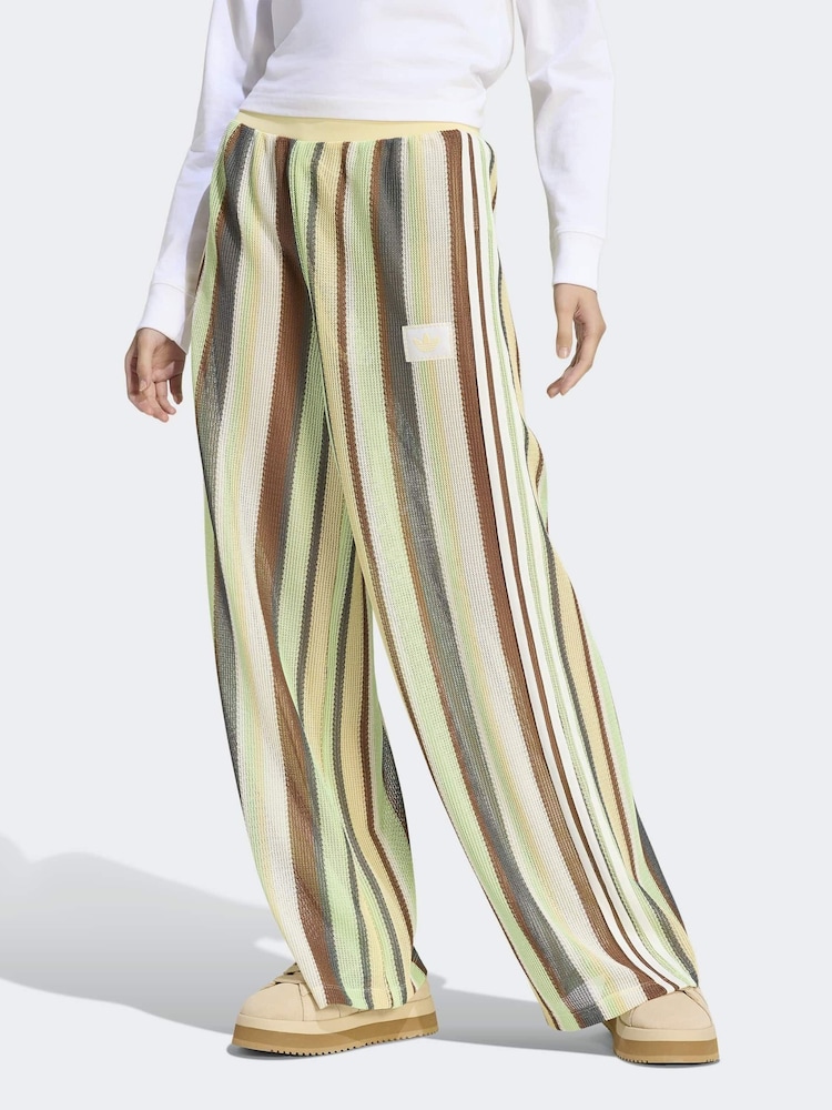 adidas originals Green Stripe Crochet Knit Firebird Track Pant Trousers - Image 1 of 6