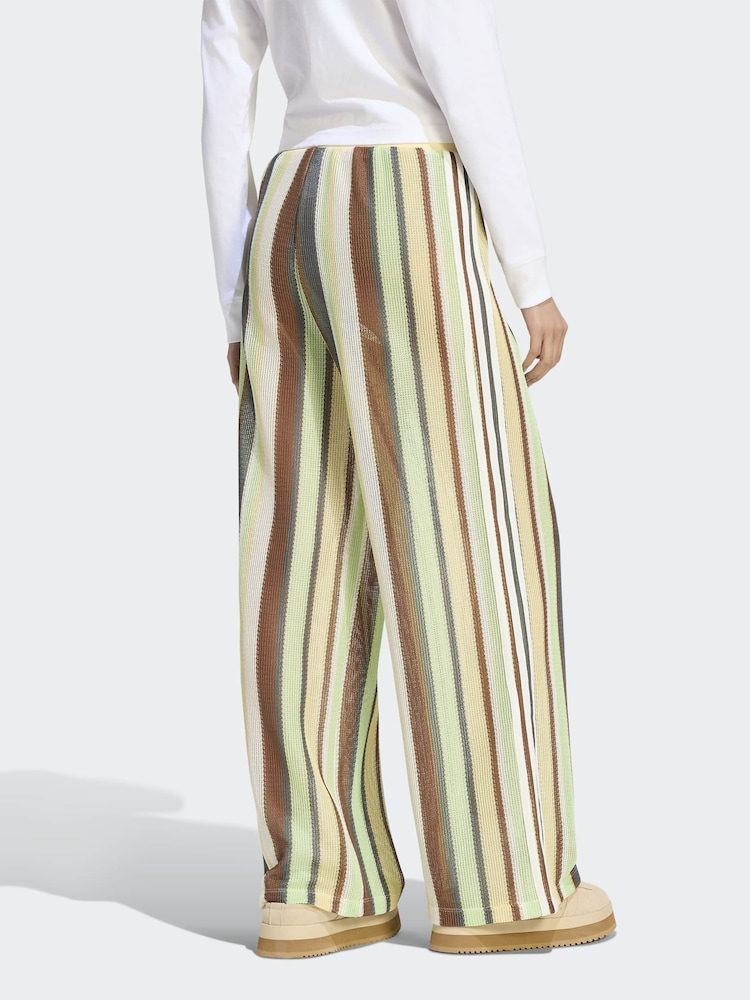 adidas originals Green Stripe Crochet Knit Firebird Track Pant Trousers - Image 2 of 6