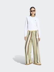 adidas originals Green Stripe Crochet Knit Firebird Track Pant Trousers - Image 3 of 6