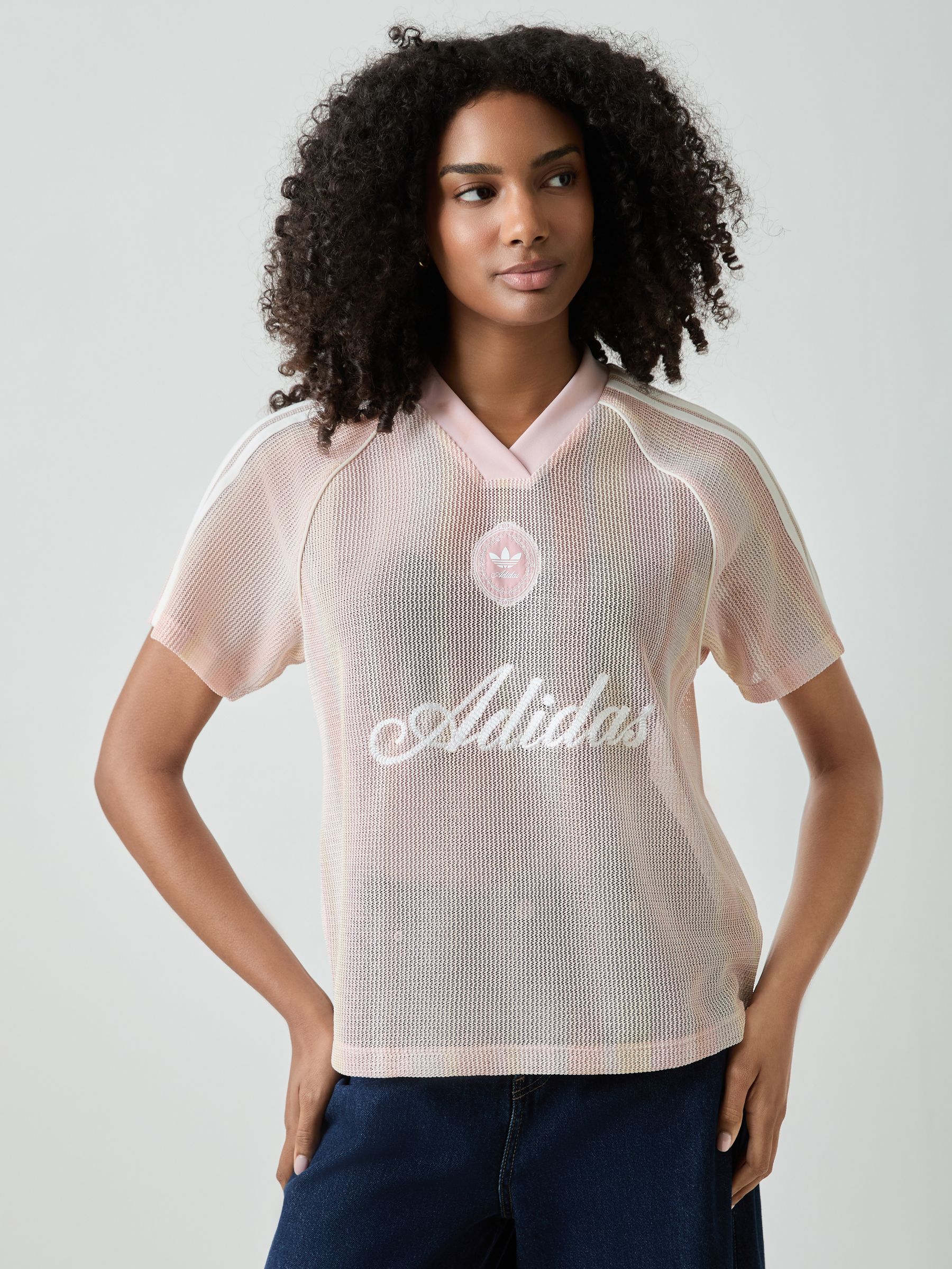 Buy adidas originals Pink adidas Originals Stripe Crochet Knit