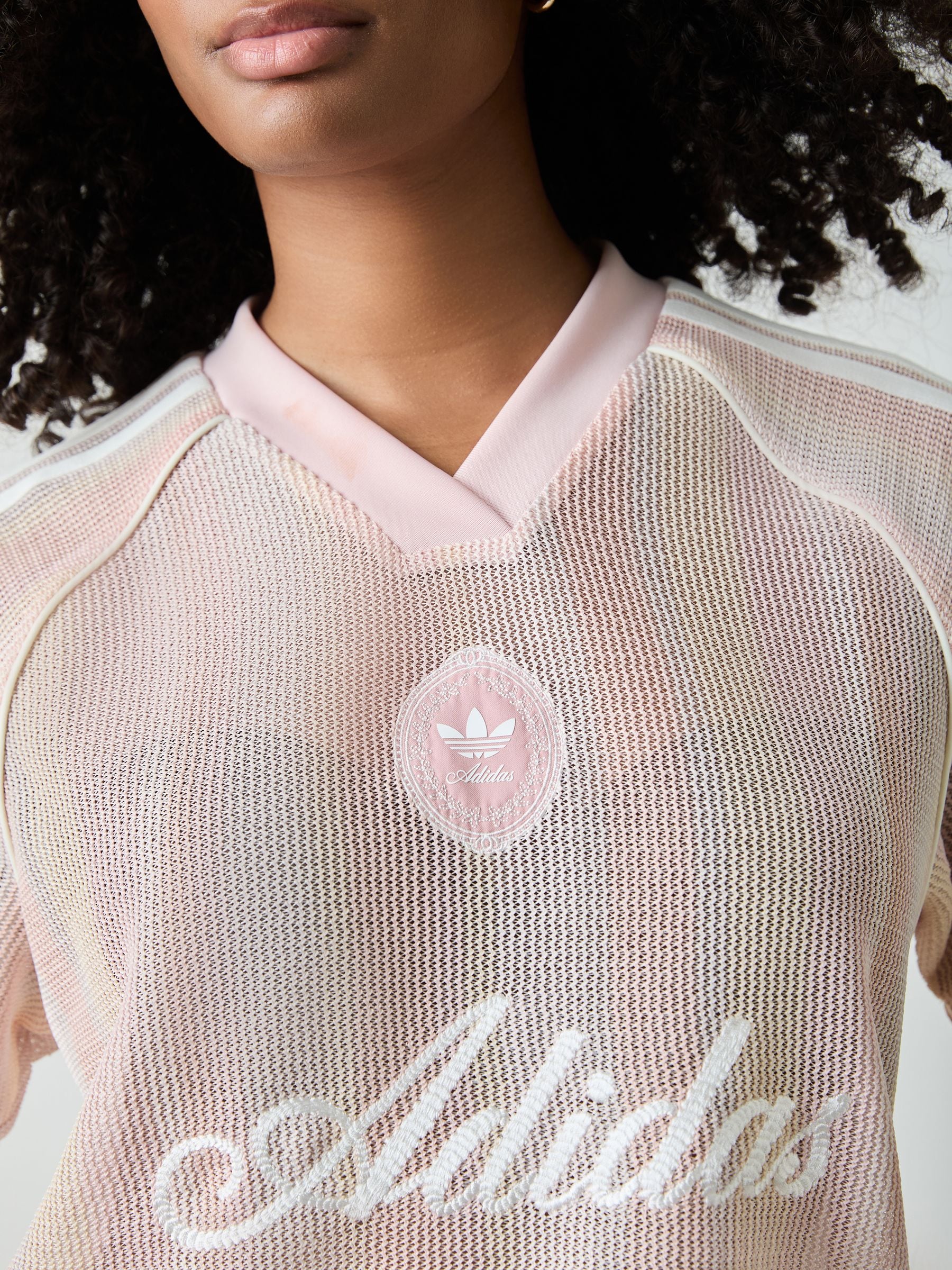 Buy adidas originals Pink adidas Originals Stripe Crochet Knit